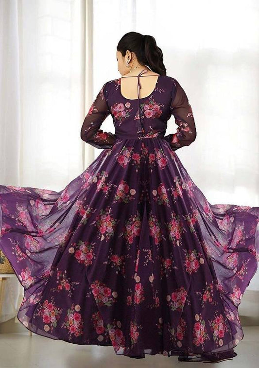 Sufiyana Ámour's Rich Purple Poly Georgette Long Kurti with Dupatta