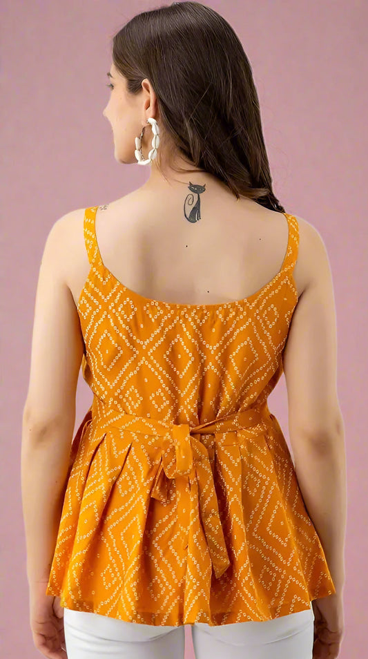 Sufiyana Ámour's Yellow Rayon Peplum Top for Females