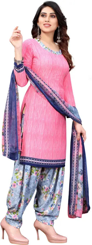 Sufiyana Ámour's Pink & White Floral Printed Salwar Suit Material for Females