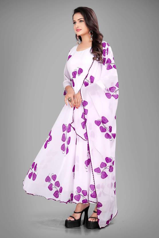 Sufiyana Ámour's Floral Printed Georgette Western Dress with Dupatta