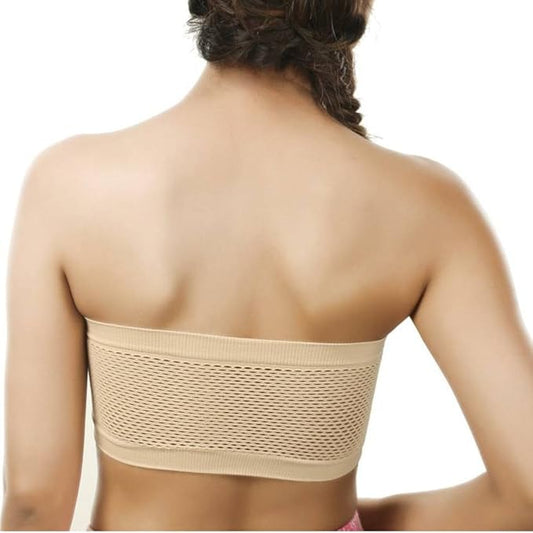 Sufiyana Ámour's Beige Nylon Spandex Bandeau Bra
