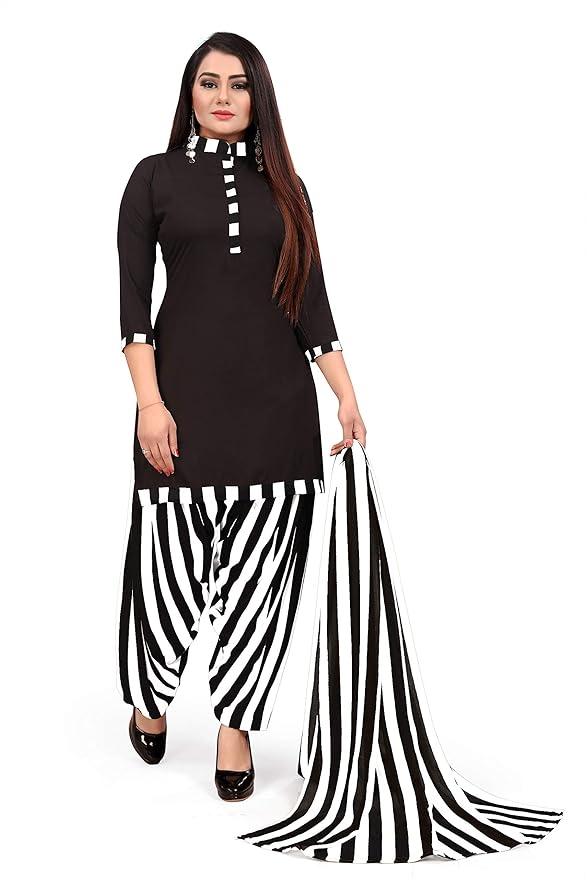 Sufiyana Ámour's Black & White Striped Suit Material for Females