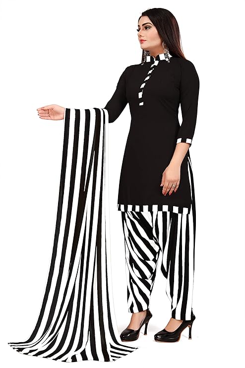 Sufiyana Ámour's Black & White Striped Suit Material for Females