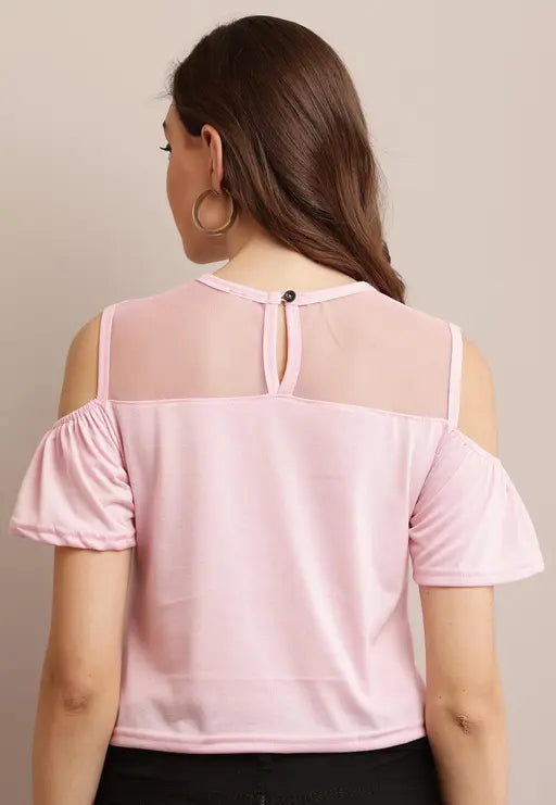 Sufiyana Ámour's Pink Cotton Blend Top for Females