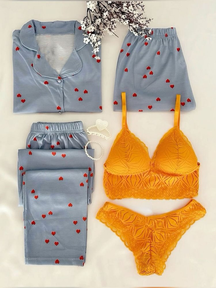 Sufiyana Ámour's Sleek Grey Night Suit & Bra Panty Set Combo for Women