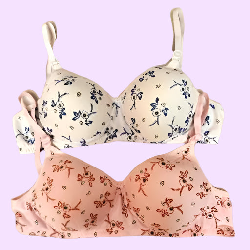 Sufiyana Ámour's Floral Print Set in White and Light Pink