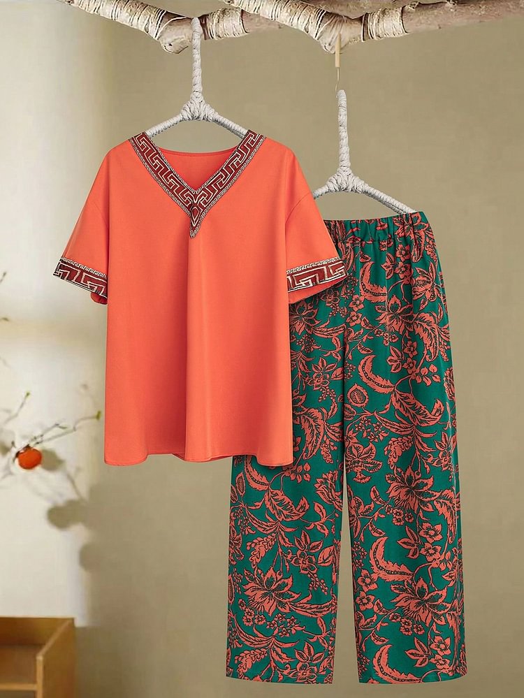 Sufiyana Ámour's White with Multicolored Abstract Stylish Pant With Top Set