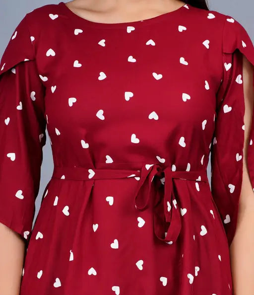 Sufiyana Ámour's Elegant Deep Red Crepe Top for Females