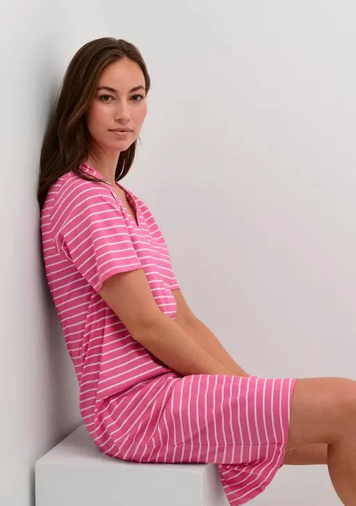 Sufiyana Ámour's Pink Striped Cotton Blend Dress for Females