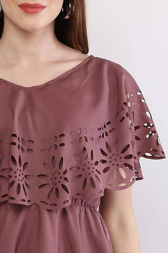 Sufiyana Ámour's Mauve Poly Crepe Peplum Top for Females