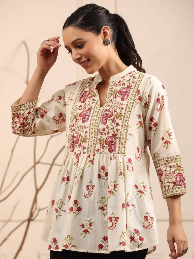 Sufiyana Ámour's White Viscose Rayon Peplum Top for Females