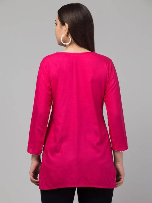 Sufiyana Ámour's Pink Rayon Short Kurti for Females