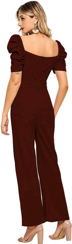 Sufiyana Ámour's Rich Brown Two-Piece Polyester Jumpsuit