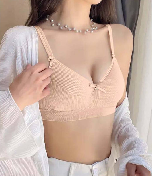 Sufiyana Ámour's Light Peach Ribbed Short Bralette