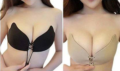 Sufiyana Ámour's Black and Nude Stick-On Push-Up Silicone Bra Set