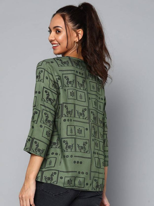 Sufiyana Ámour's Green Viscose Rayon Top for Females