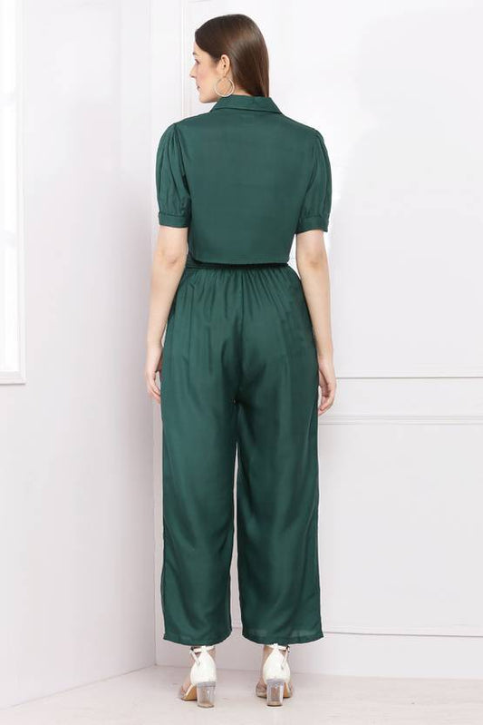 Sufiyana Ámour's Deep Green Crepe Jumpsuit