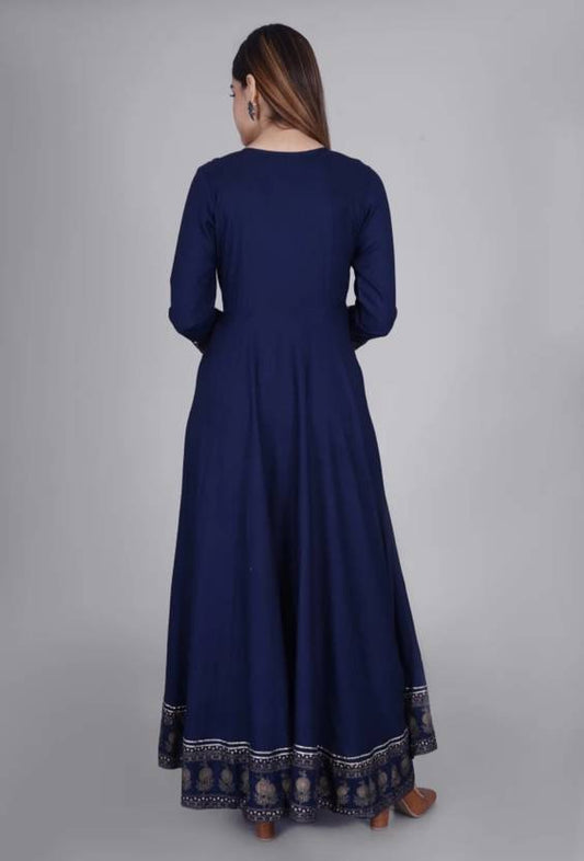 Sufiyana Ámour's Navy Blue Rayon Anarkali Dress