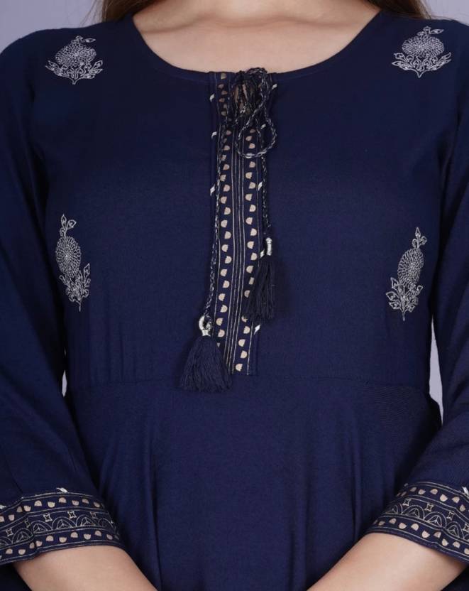 Sufiyana Ámour's Navy Blue Rayon Anarkali Dress