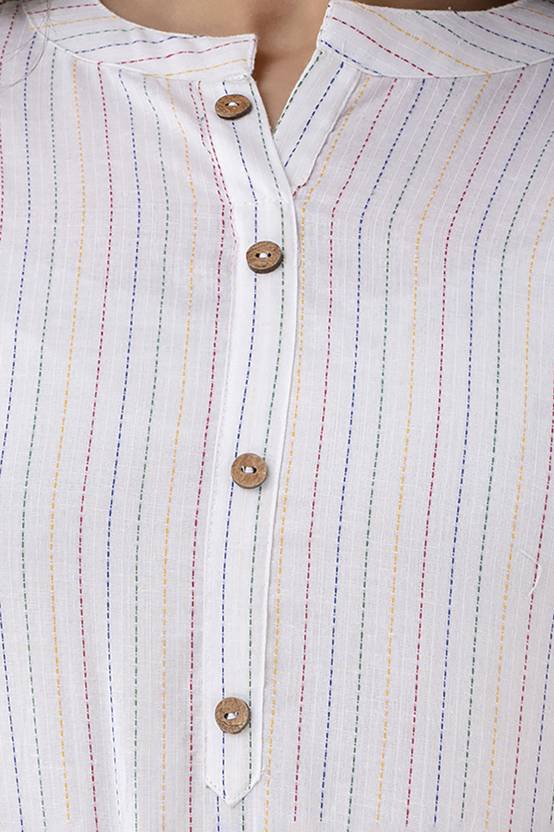 Sufiyana Ámour's Off-White Multi-Threaded Striped Kurti