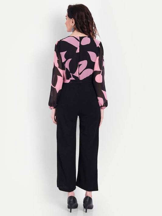Sufiyana Ámour's Black and Pink Georgette Jumpsuit