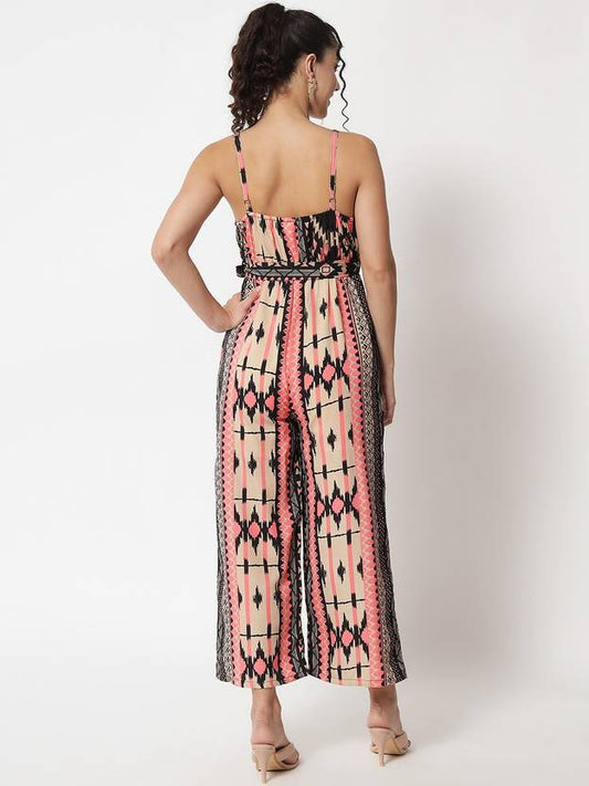 Sufiyana Ámour's Black and Pink Crepe Jumpsuit