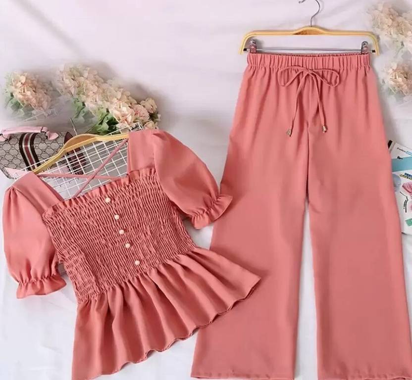 Sufiyana Ámour's Peach Two-Piece Poly Crepe Jumpsuit