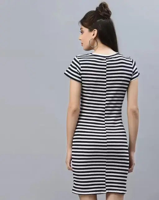 Sufiyana Ámour's Black and White Striped Cotton Dress