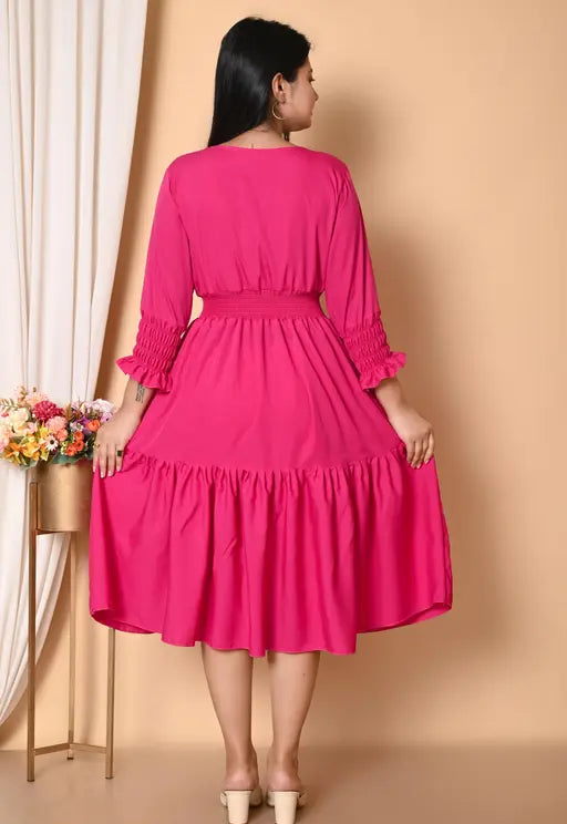 Sufiyana Ámour's Vibrant Pink Cotton Blend Dress