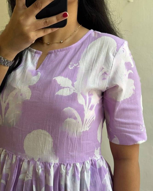 Sufiyana Ámour's Lilac Floral Print Rayon Dress