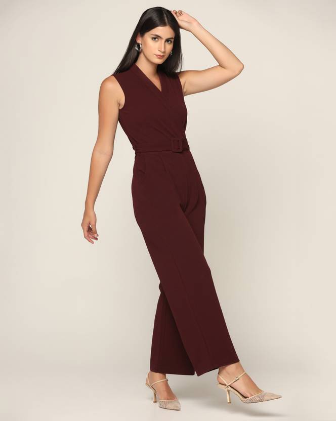 Sufiyana Ámour's Rich Burgundy Polyester Jumpsuit