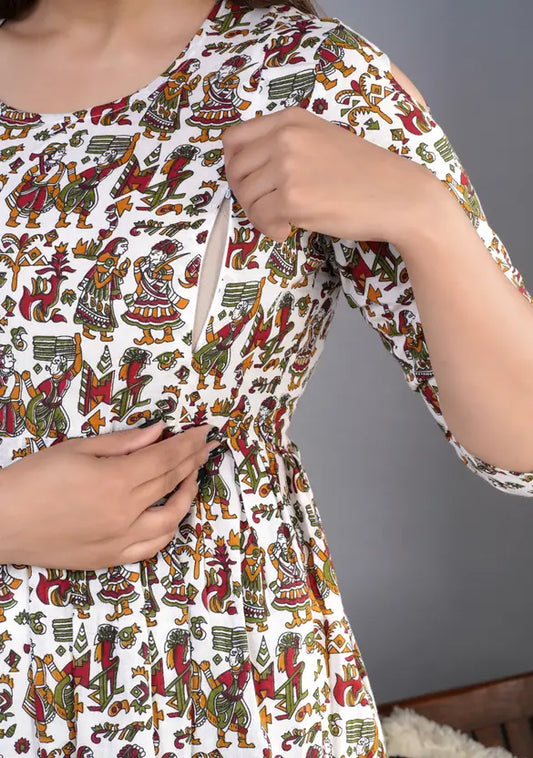 Sufiyana Ámour's White Printed Rayon Anarkali Kurta for Females