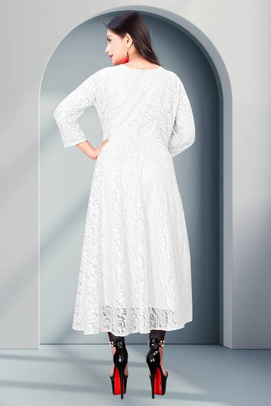 Sufiyana Ámour's White Net Anarkali Kurti Gown