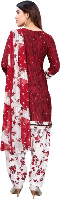 Sufiyana Ámour's Maroon & White Printed Suit Material for Females