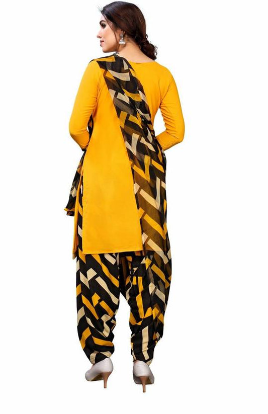 Sufiyana Ámour's Yellow & Black Printed Dress Material for Females