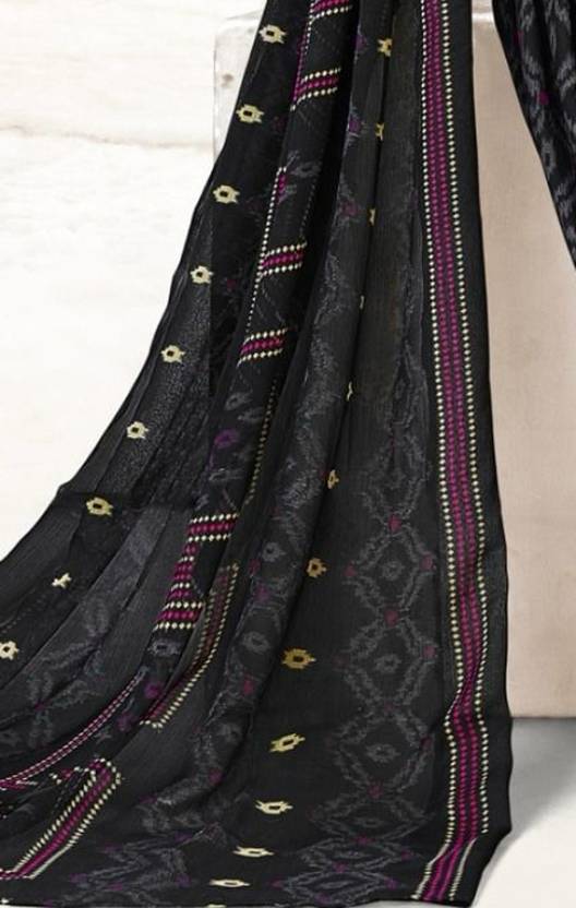 Sufiyana Ámour's Fuchsia Pink & Black Printed Suit Material for Females
