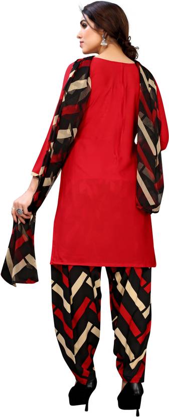 Sufiyana Ámour's Red, Black & Beige Solid Suit Material for Females