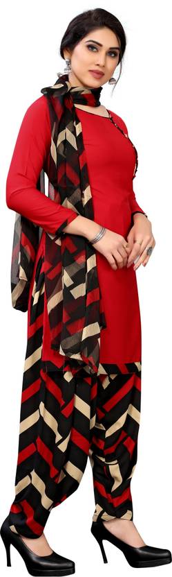 Sufiyana Ámour's Red, Black & Beige Solid Suit Material for Females