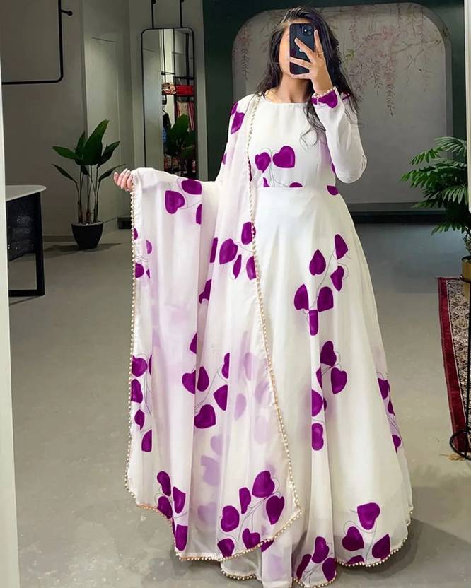 Sufiyana Ámour's Floral Printed Georgette Western Dress with Dupatta
