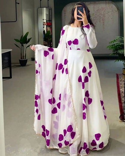 Sufiyana Ámour's Floral Printed Georgette Western Dress with Dupatta