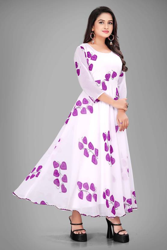 Sufiyana Ámour's Floral Printed Georgette Western Dress with Dupatta