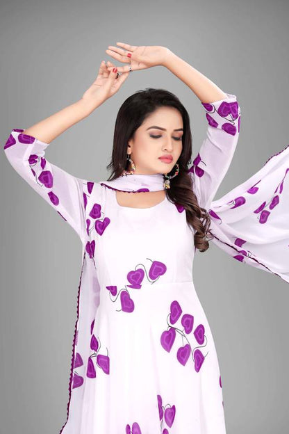 Sufiyana Ámour's Floral Printed Georgette Western Dress with Dupatta
