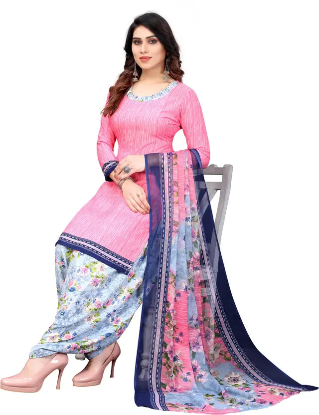 Sufiyana Ámour's Pink & White Floral Printed Salwar Suit Material for Females