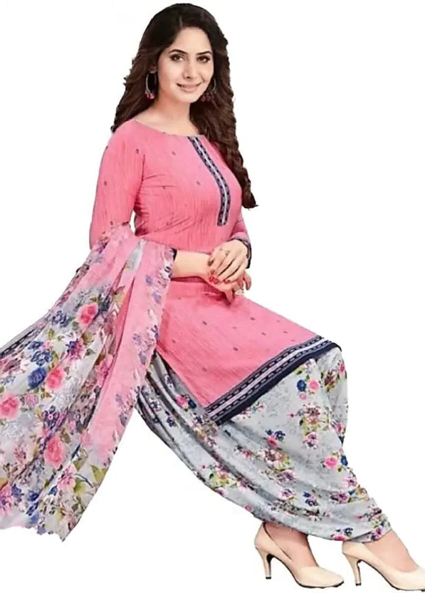 Sufiyana Ámour's Pink & White Floral Printed Salwar Suit Material for Females