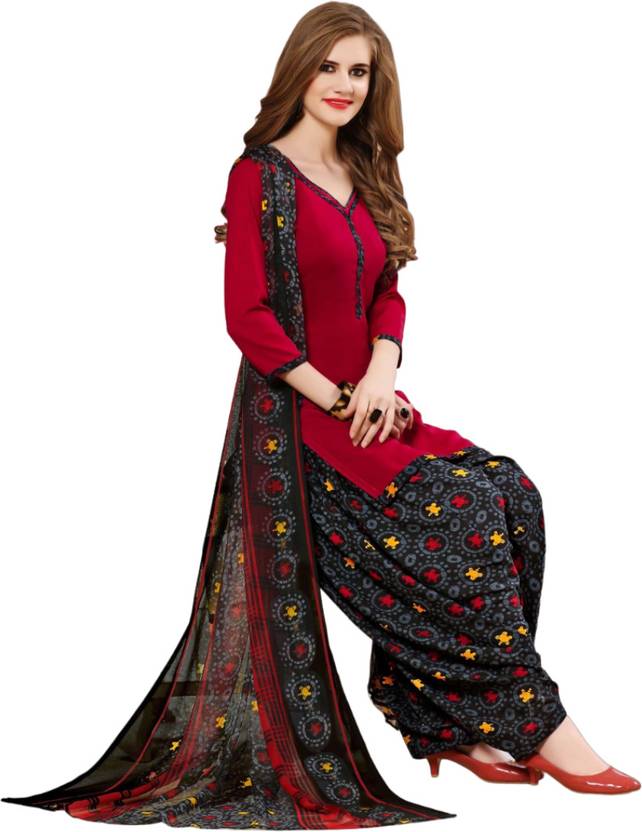 Sufiyana Ámour's Deep Red & Black Salwar Suit Material for Females