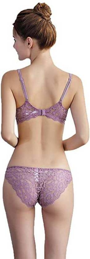 Sufiyana Ámour's Sexy Light Purple Floral Lace Lingerie Set