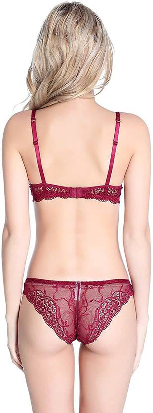 Sufiyana Ámour's Sexy Maroon Floral Lace Honeymoon Lingerie Set