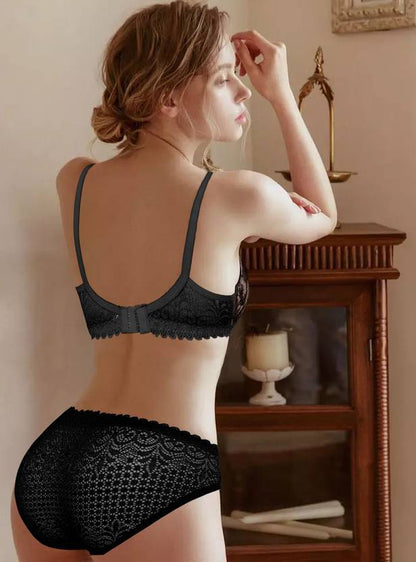 Sufiyana Ámour's Sexy Black Lace Net Lingerie Set