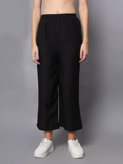Chic Crepe Black Two-Piece Jumpsuit Set: Top and Pants Ensemble