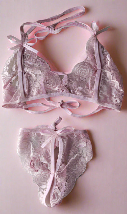 Sufiyana Ámour's Sexy Light Pink Lace Babydoll Lingerie Set